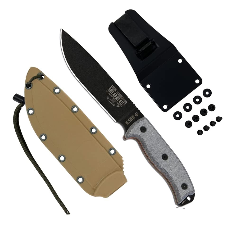 6P Fixed Blade w/Molded Polymer Sheath (Black Blade/Coyote Brown Sheath)
