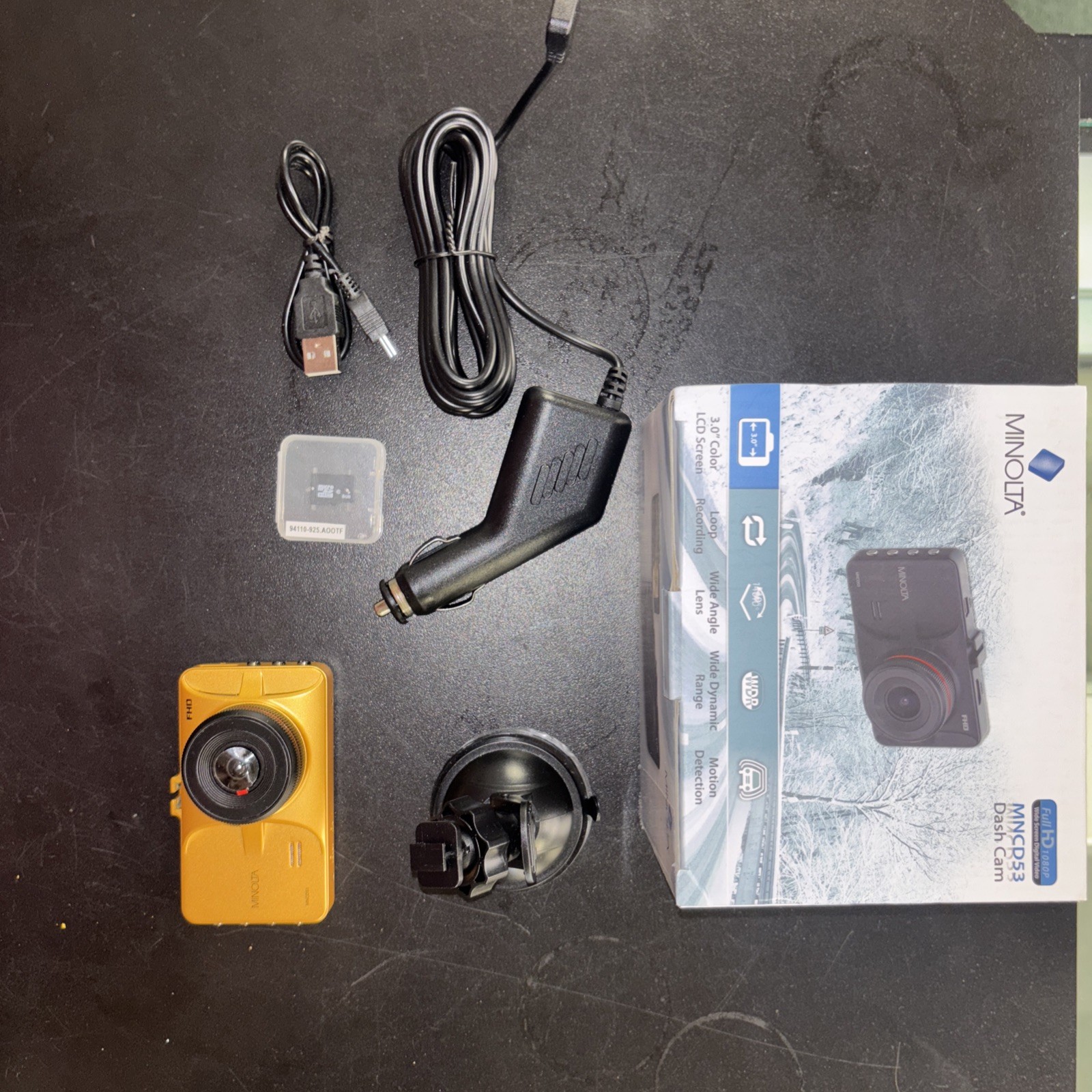Never Used-Minolta MNCD53 1080p Full HD Dashcam Red 140-Degree Wide-Angle Lens