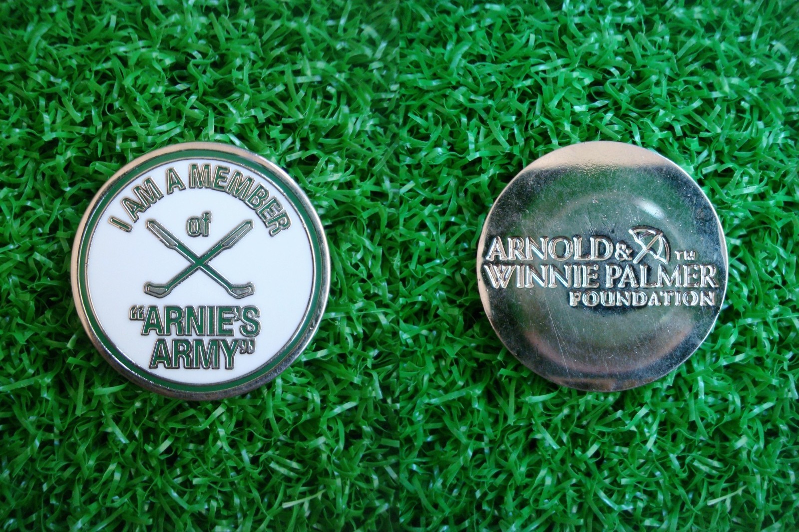 (1) Arnie's Army Member Arnold & Winnie Palmer Fdn. Golf Ball Marker Metal Coin