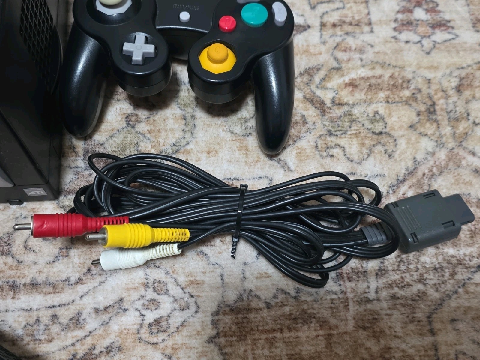 Nintendo Gamecube Black with 1 Controller Cables and Memory Card Tested
