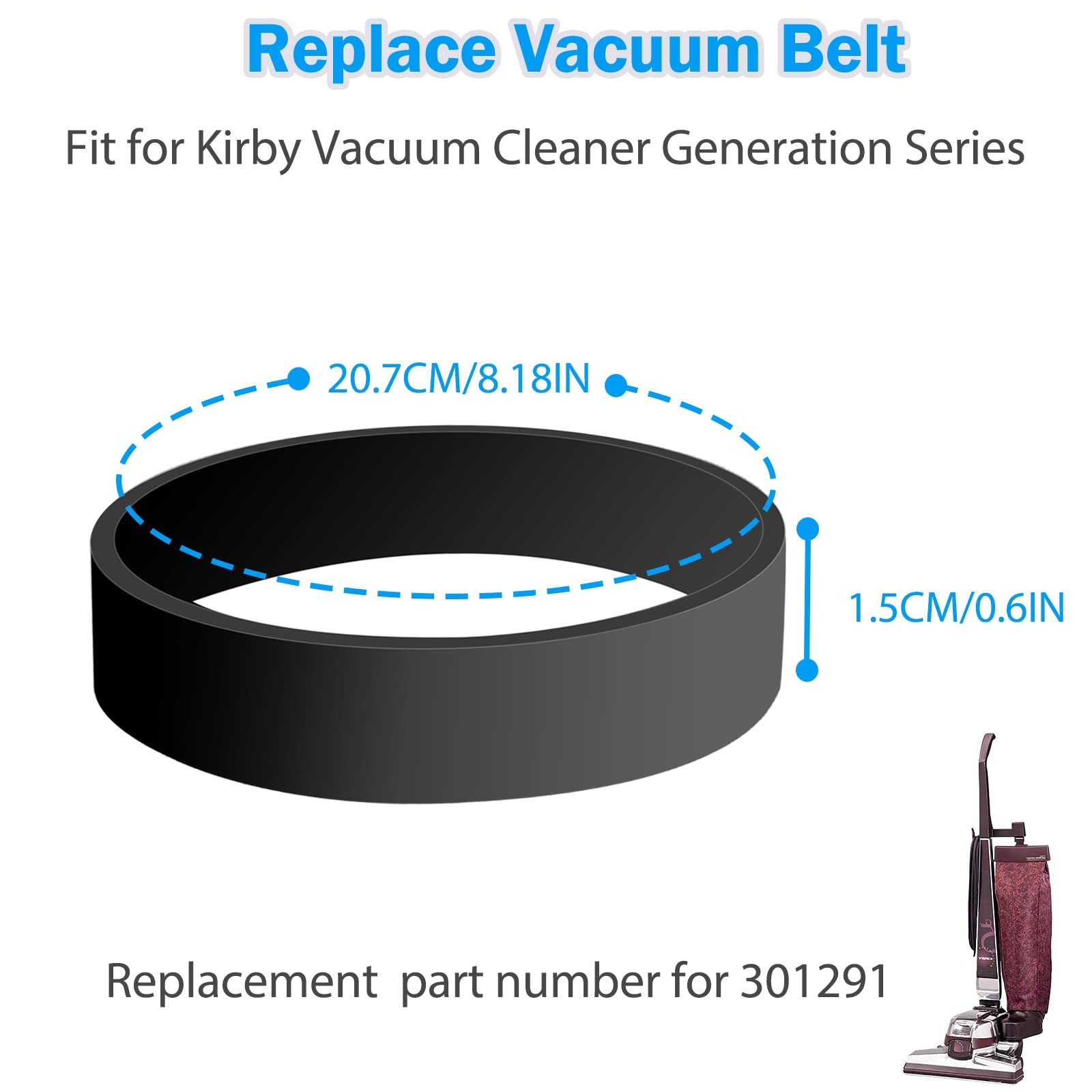 4 Pack Vacuum Belts Replacement for Kirby Cleaner, Replace Parts Black