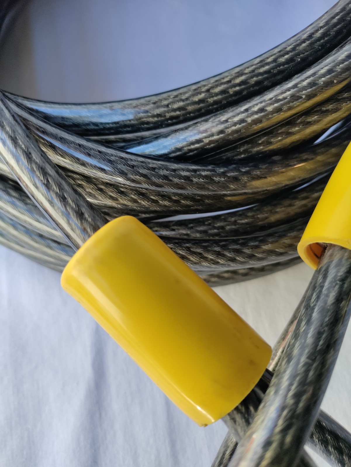 VINTAGE CRYPTO CABLE SECURITY LOCK SIZE 30'–15'x 3/8" BRAIDED WIRE CABLE