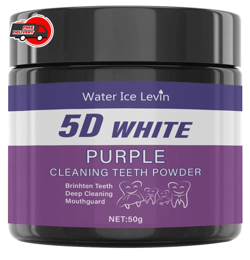 Purple Teeth Cleaning Powder Deep Whitening Polish Daily Oral Care Gif