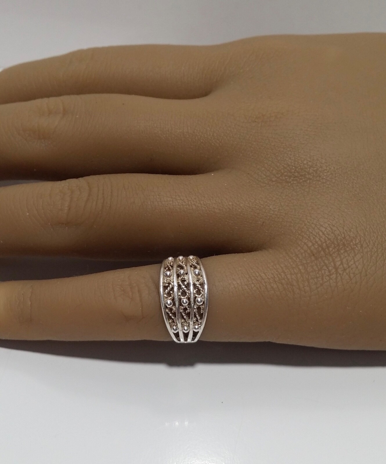 Sterling Silver 925 Adjustable Beaded Accent Toe Ring