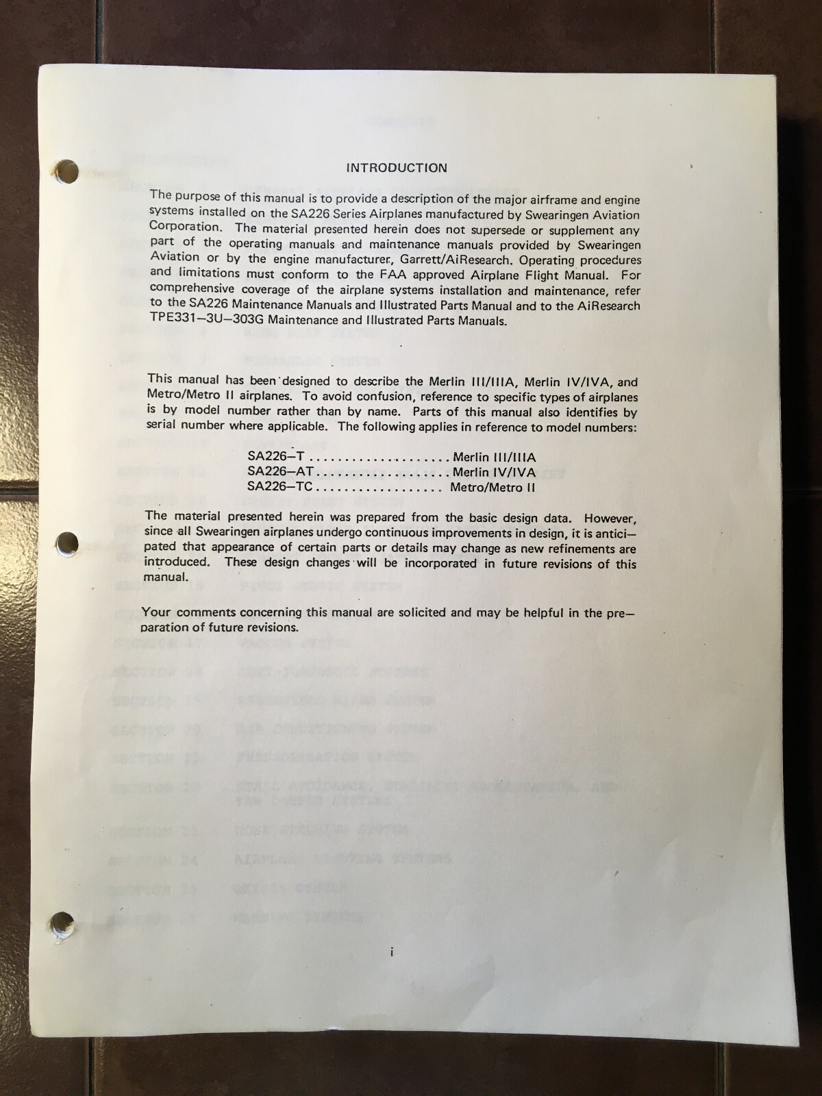 Swearingen Merlin III, IIIA, IV/IVA and Metro/Metro II Systems Technical Manual