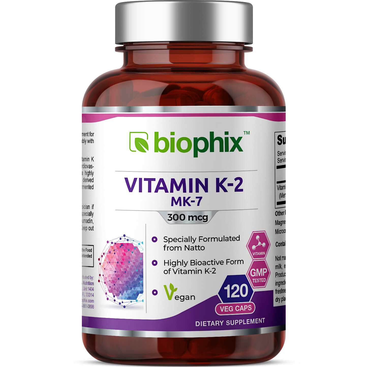 Biophix Vitamin K-2 MK-7 300 mcg 120 Vegetarian Capsules