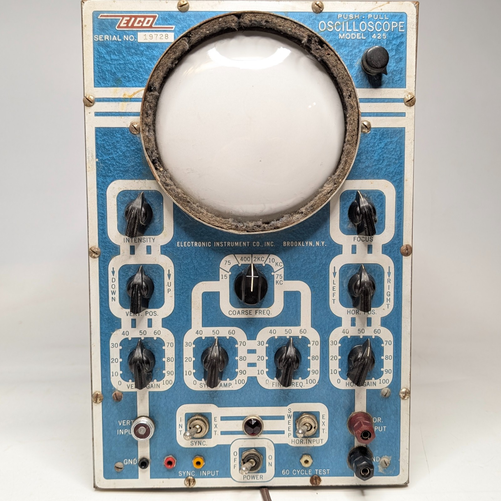 Vtg EICO Model 425 Push-Pull Oscilloscope PARTS / REPAIR Vacuum Tube Lab Test