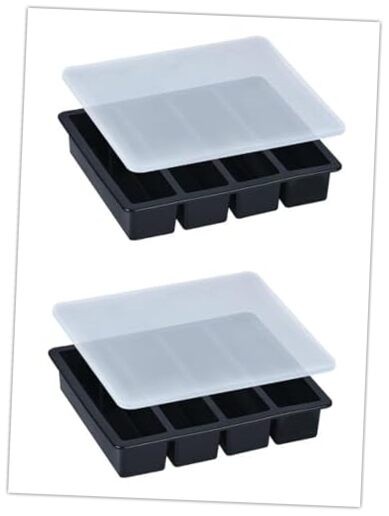 LONGFITE Large and Long Ice Cube Tray 2 Pack Silicone Freezing Container