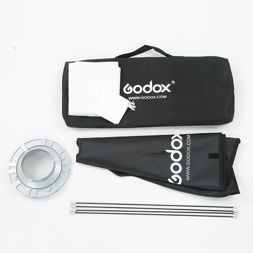 US 2*Godox SK400II Studio Flash Head+Barn Door+60*90cm Sofbox+2m Light Stand Kit