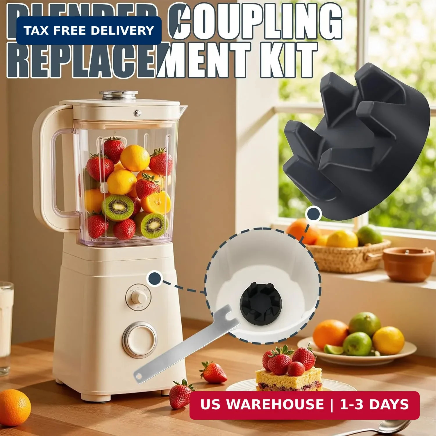 9704230 Blender Coupler with Spanner Kit Replacement Parts Compatible with Kitch