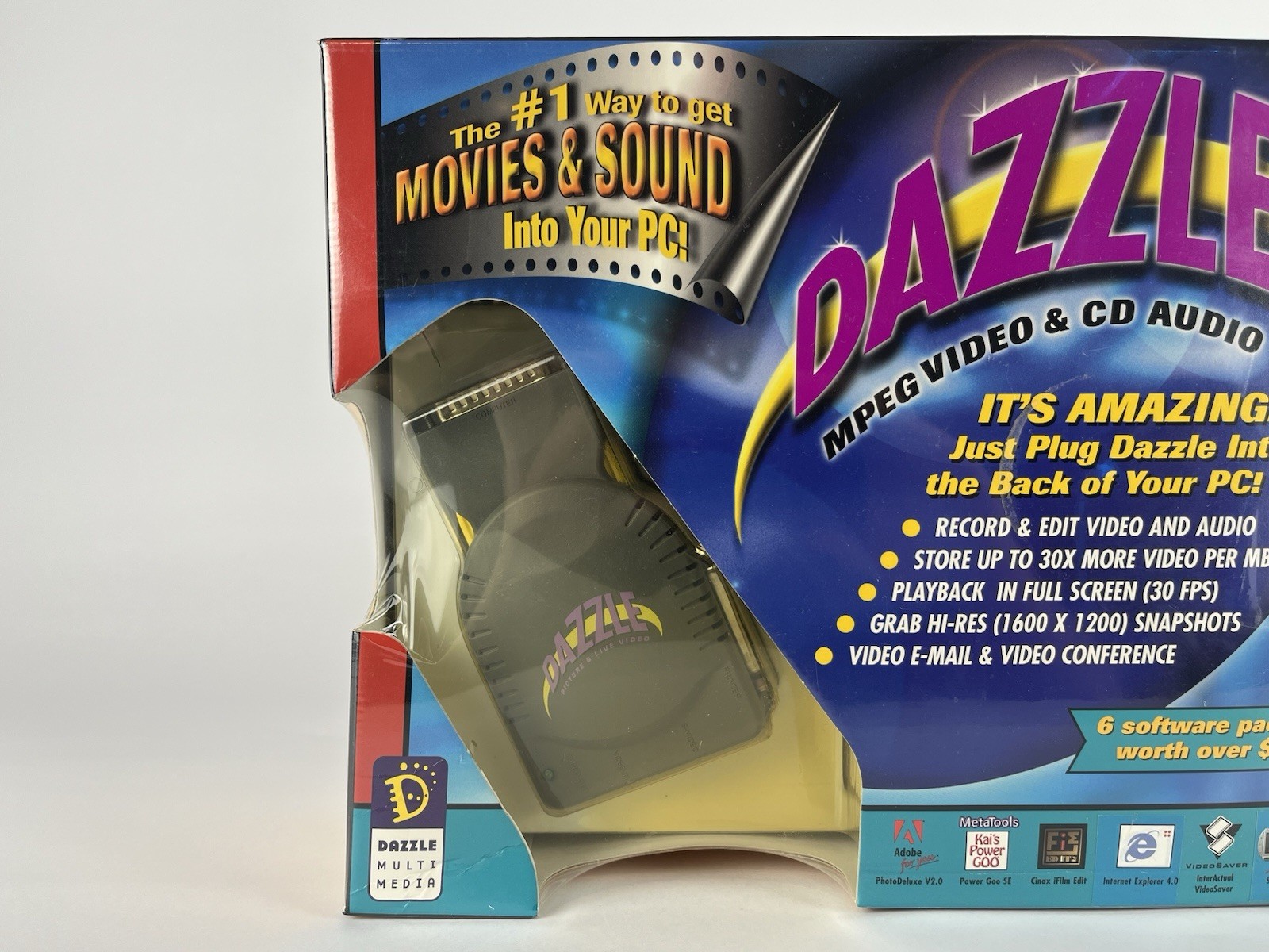 Vintage Dazzle Multimedia MPEG Video CD Audio Capture Device Parallel Port NIB