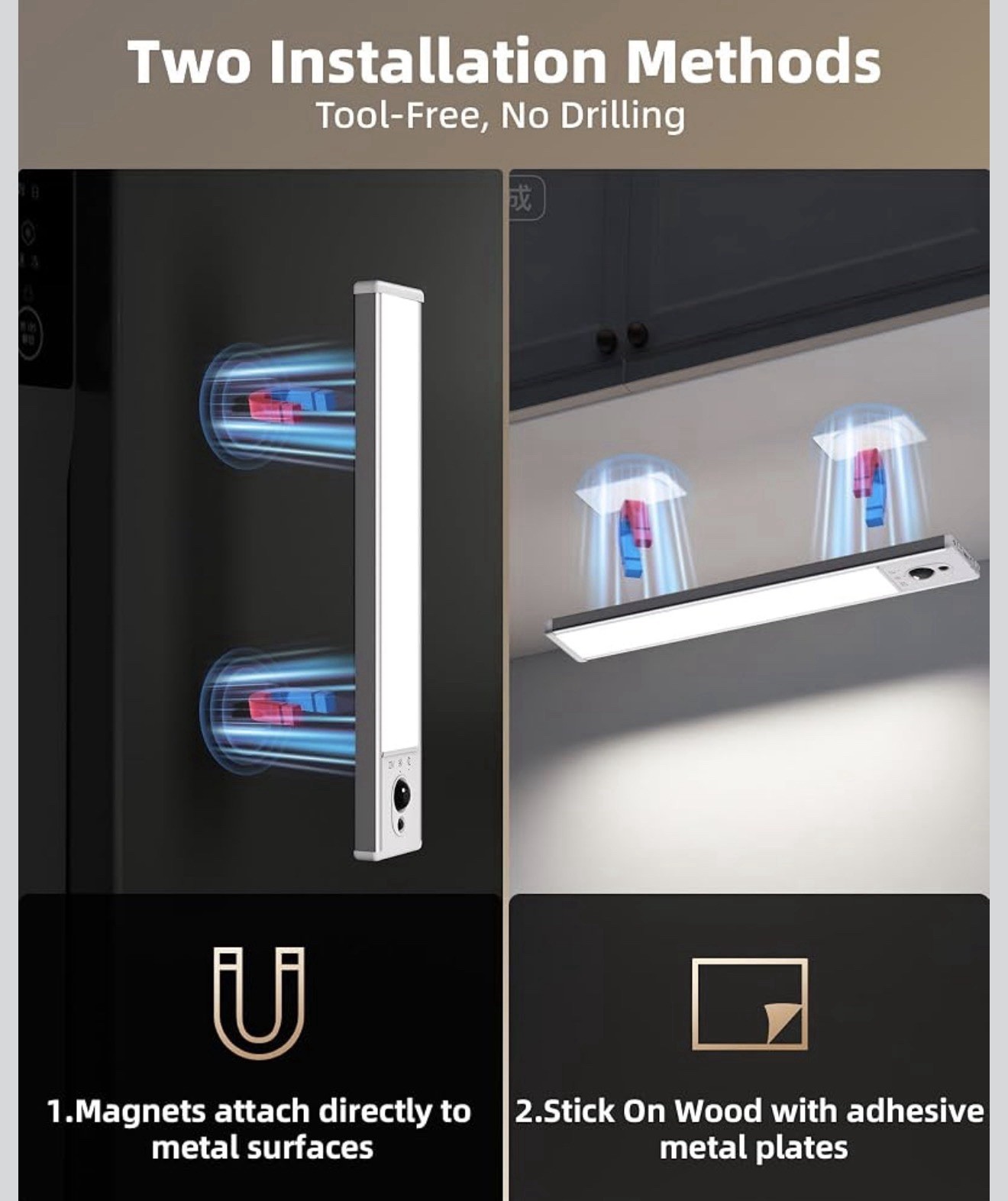 EZVALO 5 Pk Magnetic Lighting Rechargeable Motion Sensor Light LED with control