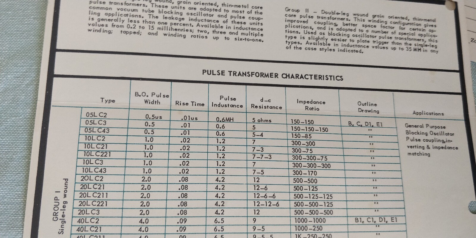 1950s ~ Valor Instrument Inc ~ Transformers ~ Data-Sheets / Bulletins