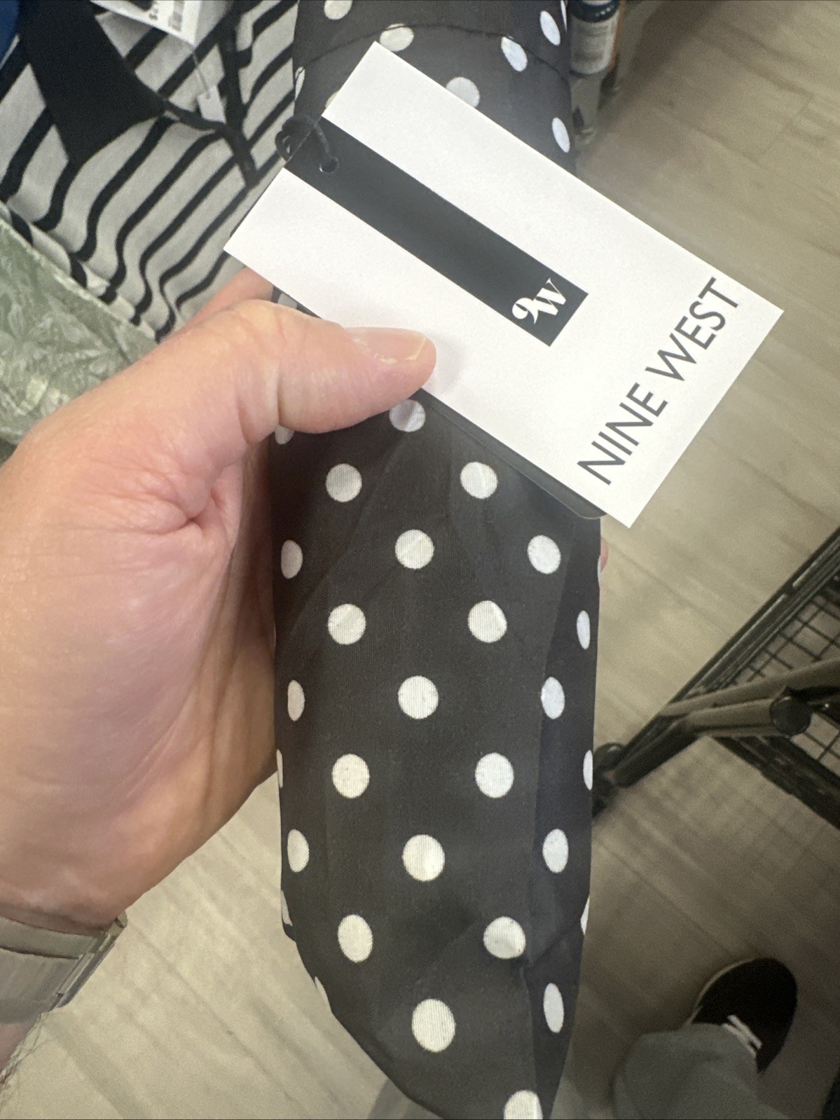 Nine West Umbrella Auto Open/ Close Brown w Multicolored Dots NWT