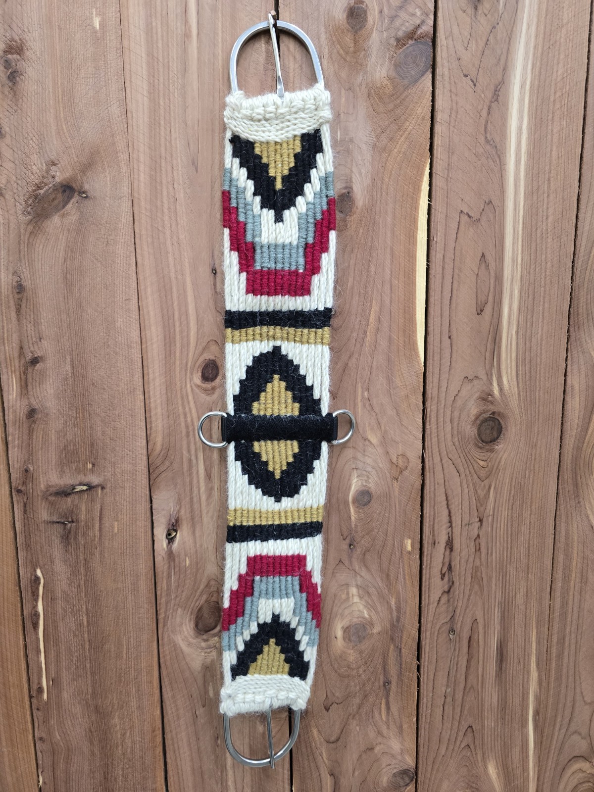 34" Mohair Western Cinch Aztec Pattern Black Gold Red