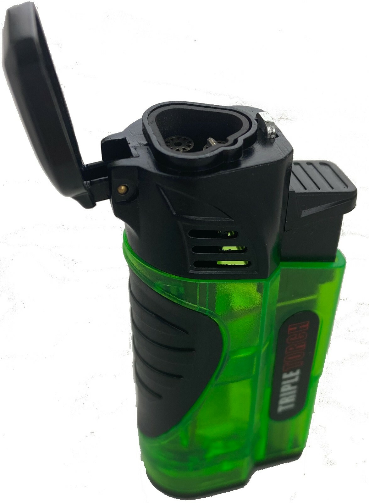 4 PACK Triple Clear Color Torch Lighter Adjustable Flame W/Cigar Puncher GR