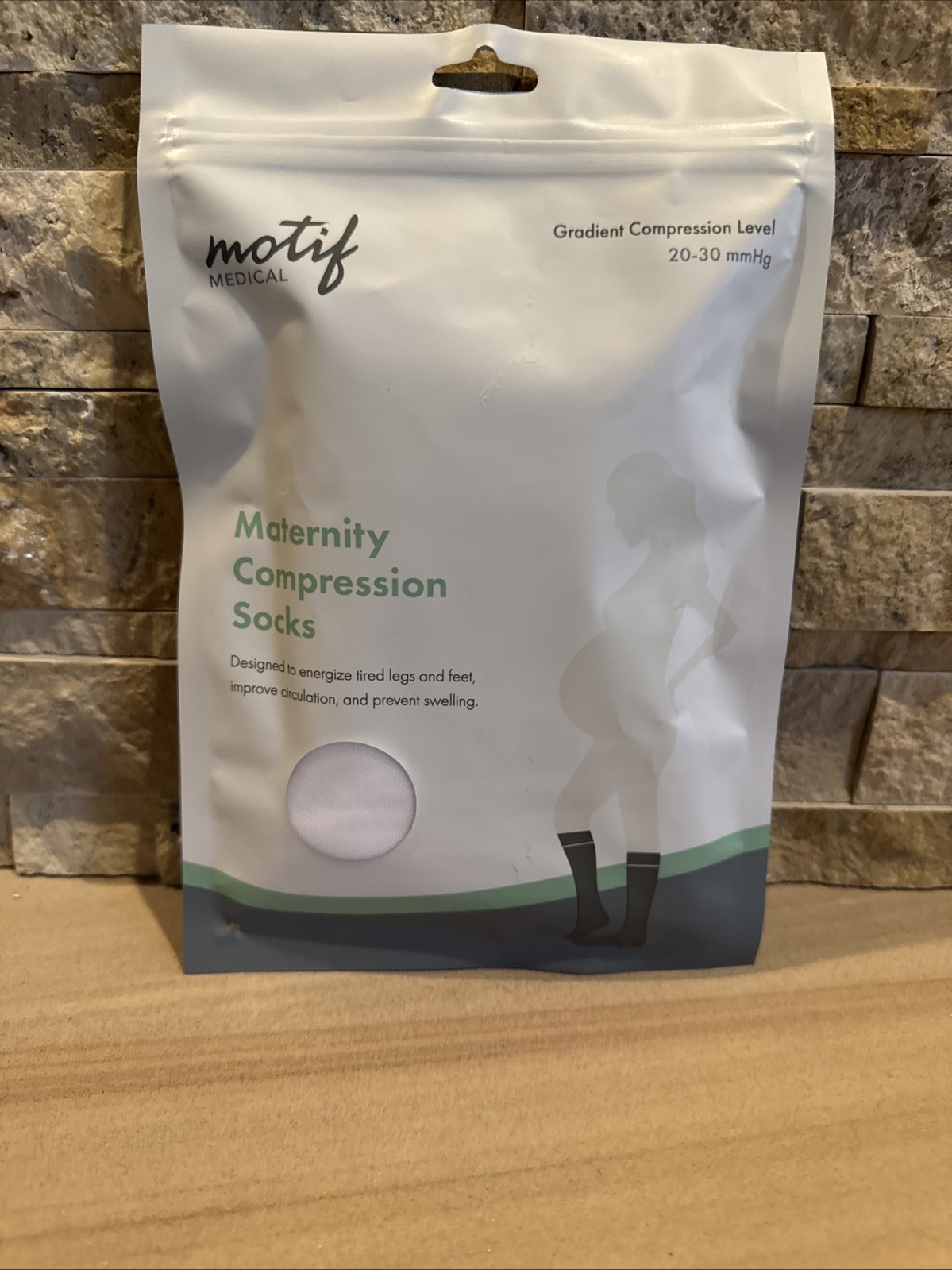 Womens Motif Medical Maternity Compression Socks Medium 20-30mmHg Pregnancy NEW