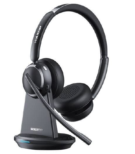 Waxop WX-HS001 Wireless Headset w Mic for Work, Bluetooth 6.0 Microphone for PC