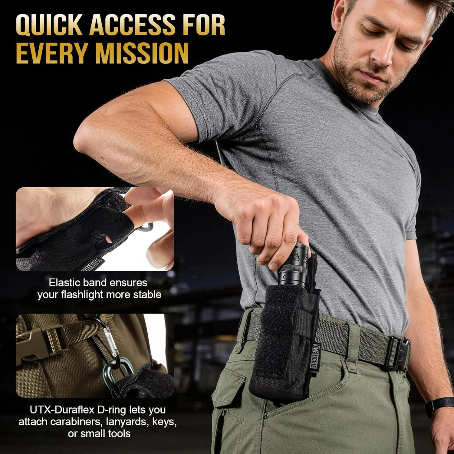 OneTigris Flashlight Holster Flashlight Holder Molle Flashlight Holster Tactical