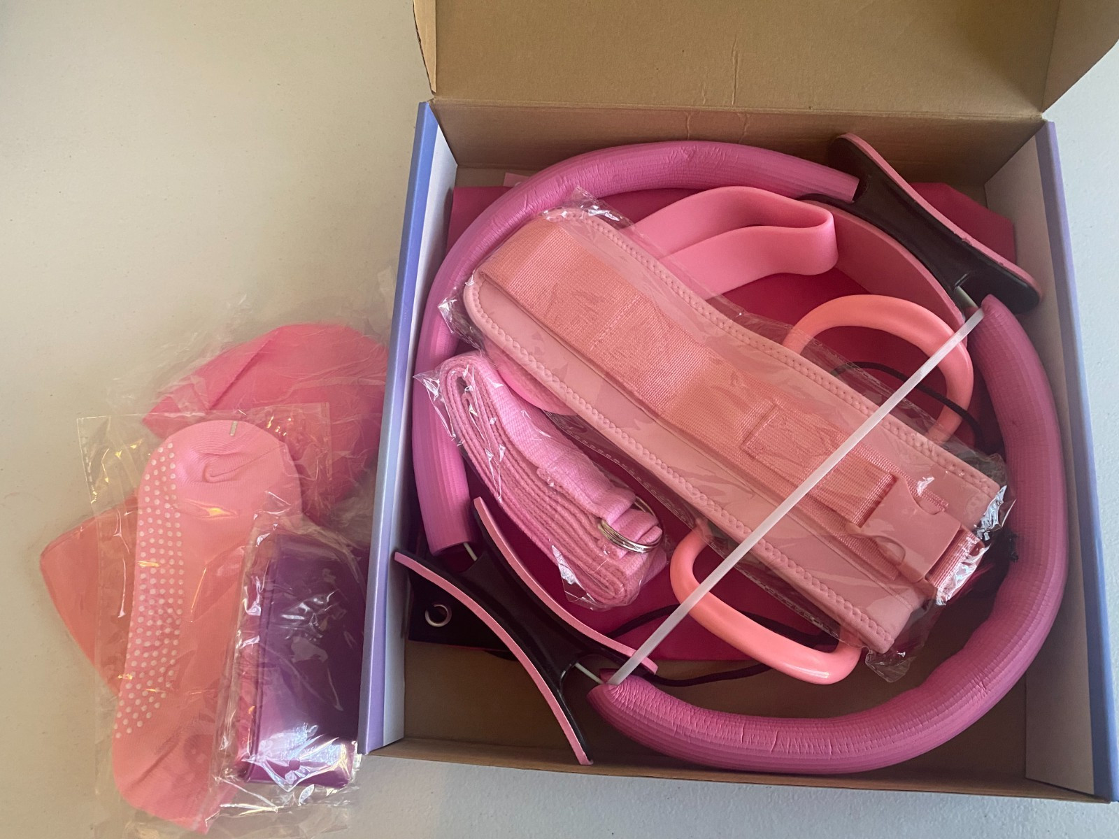 Dilobio Ring Circle set Home Pilates Workout Kit for Women YOGA PINK