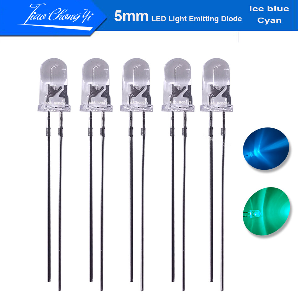 5mm LED light-emitting diode Ice Blue Cyan 490nm 480nm 20mA for Traffic Lights