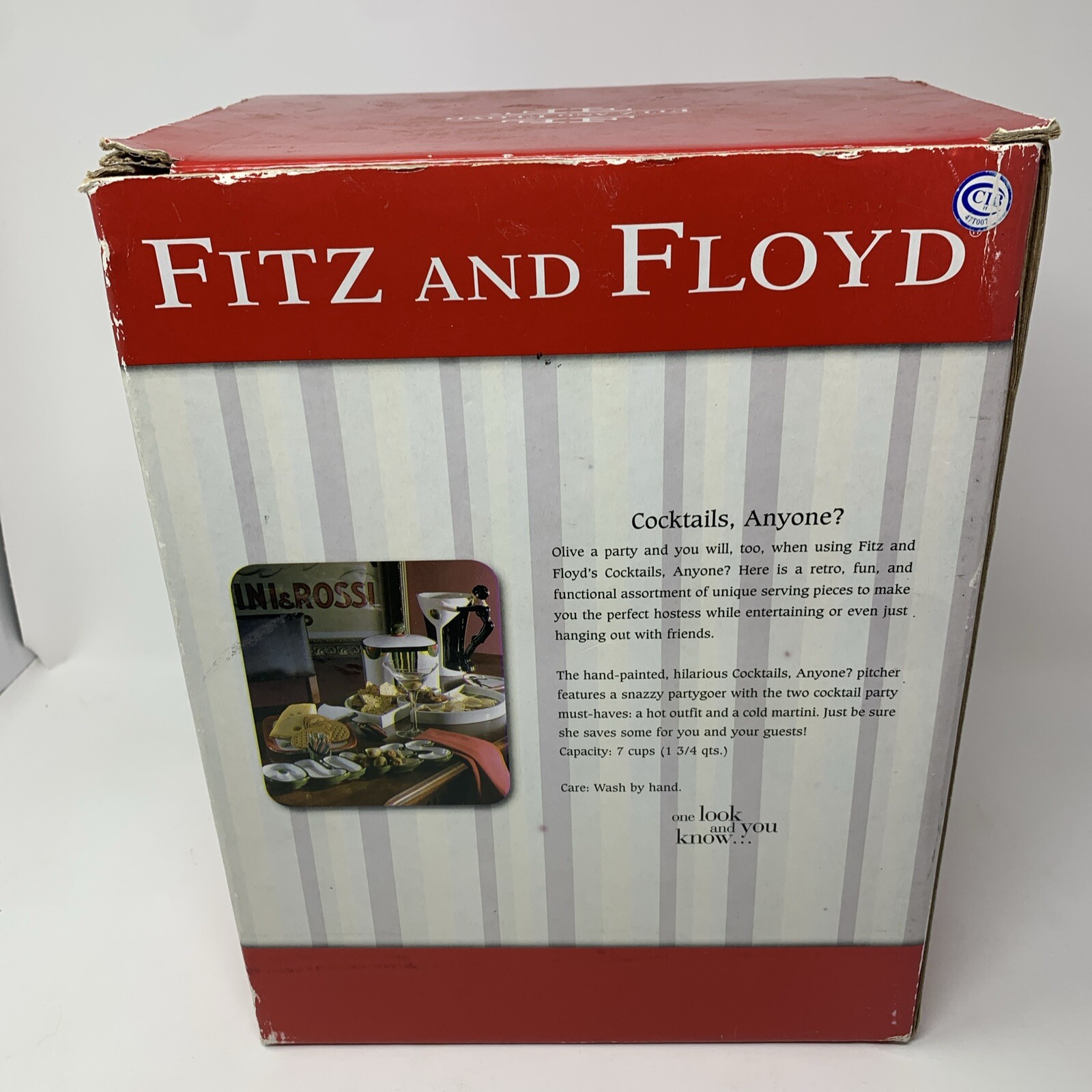 FITZ AND FLOYD COCKTAILS ANYONE? Pitcher Barware Open Box