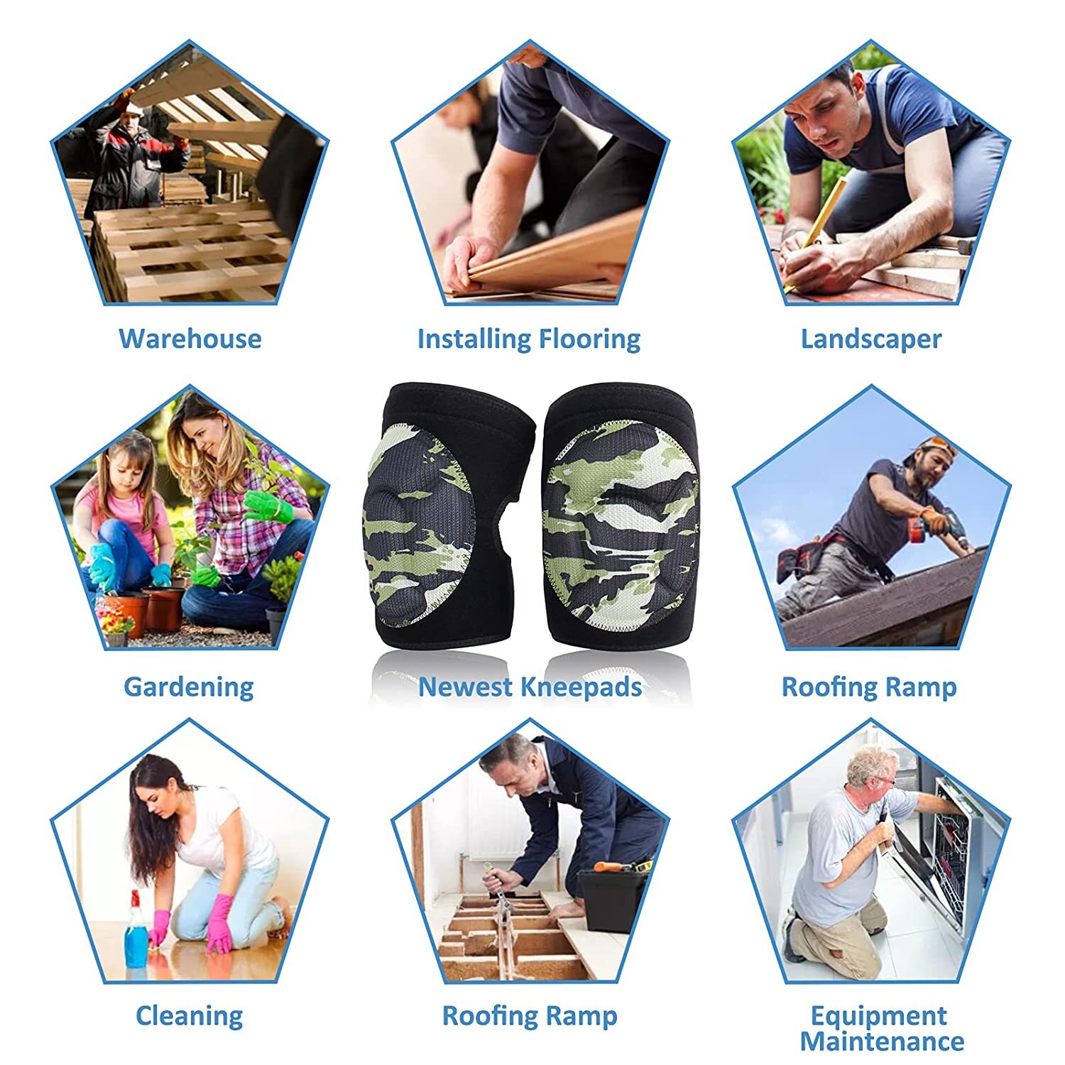 Professional Foam Knee Pads Protector for Work Flooring Gardening Construction