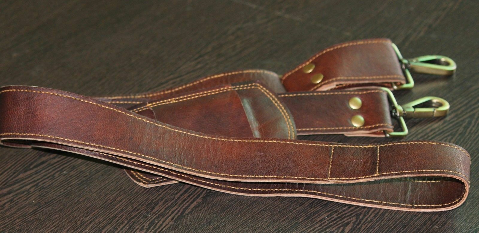 Brown Distressed Leather Replacement Shoulder Strap - Luggage / Messenger Bag