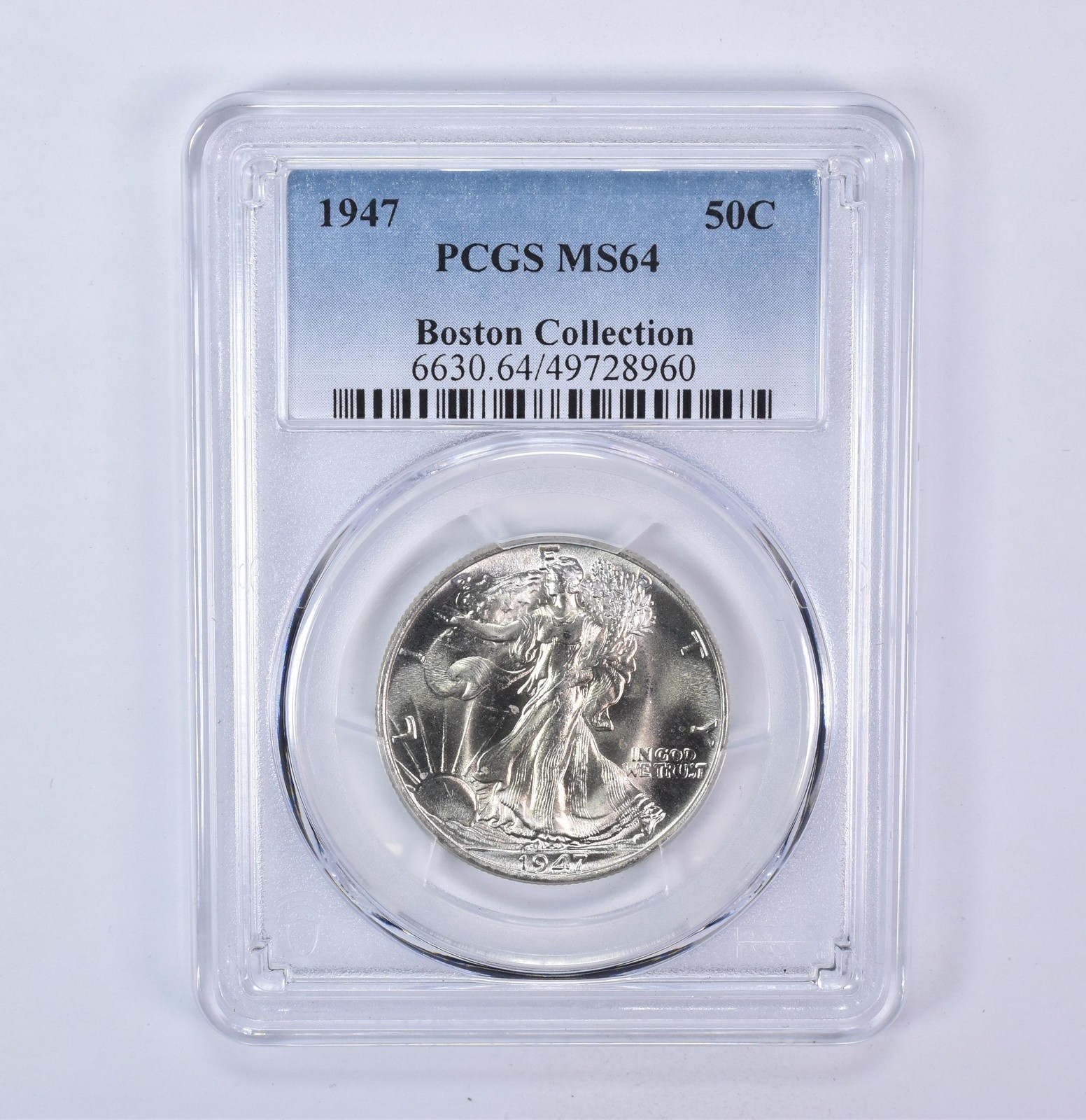1947 Walking Liberty Half Dollar Boston Collection MS64 PCGS