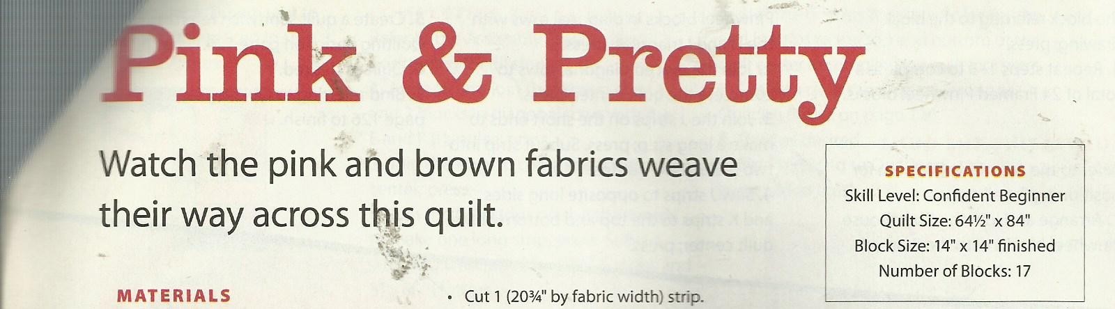 F0064 PINK & PRETTY QUILT PATTERN/INSTRUCTIONS