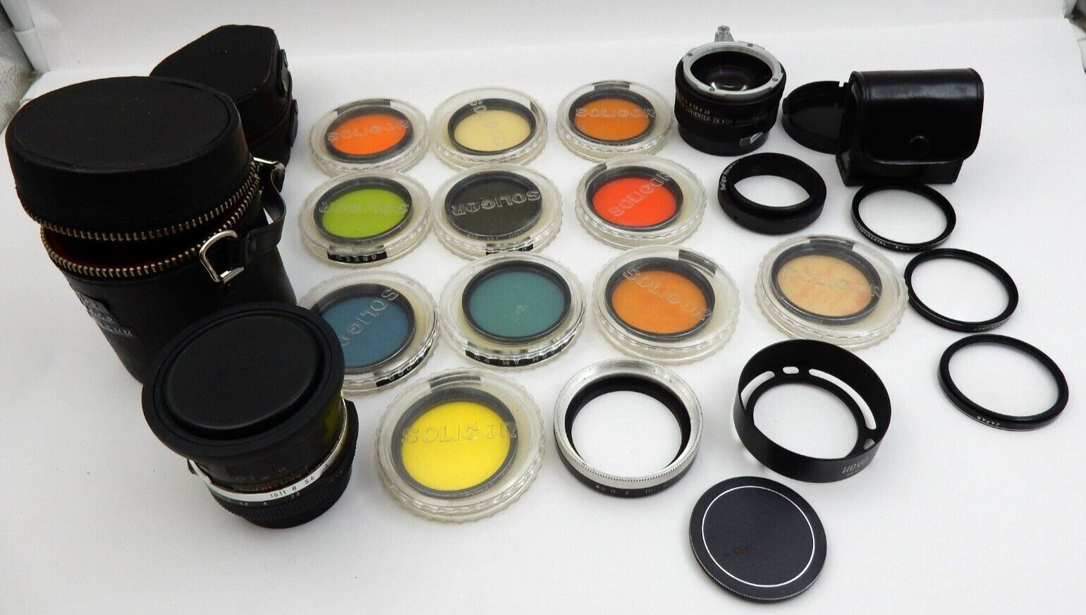 LARGE LOT OF SOLIGAR FILM CAMERA FILTERS AND VARIOUS PARTS ~ FOR PARTS OR REPAIR
