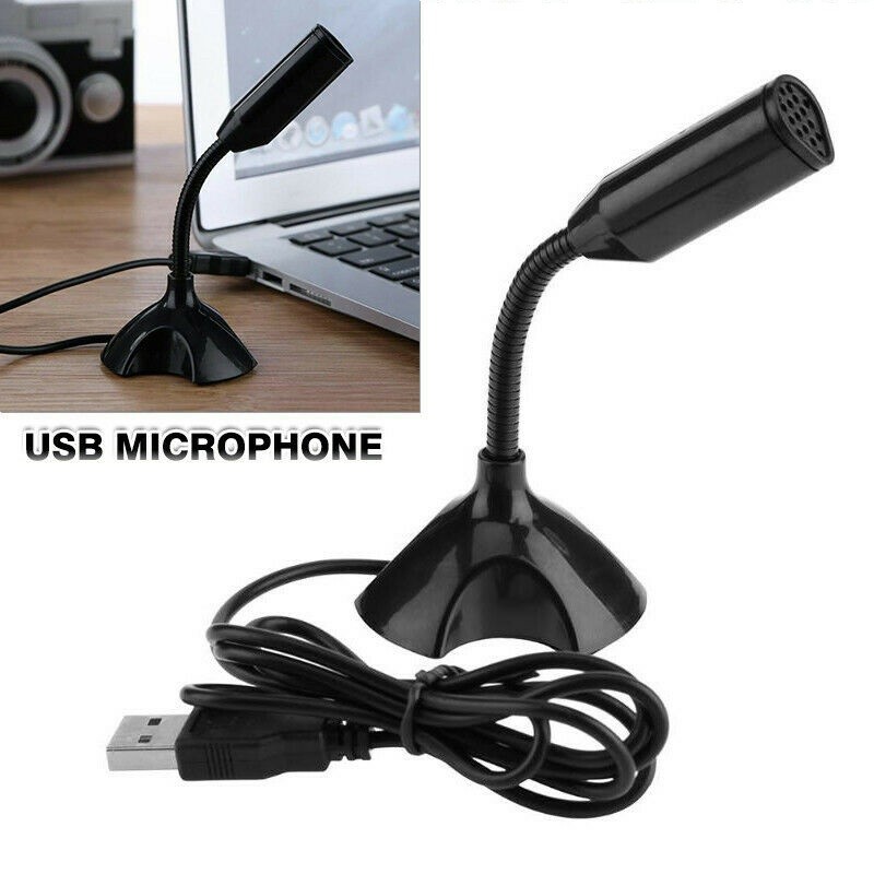 Black USB Mini Desktop Speech Microphone Stand for PC Laptop Computer Notebook B