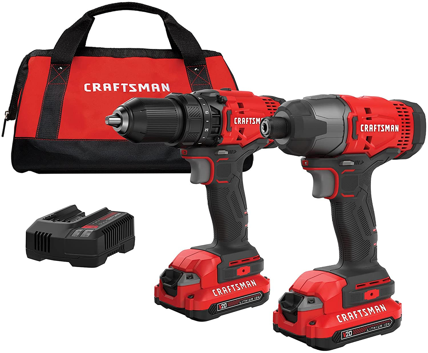 V20 MAX Cordless Drill Driver and Impact Driver Set, Power Tool Set with 2 Batte