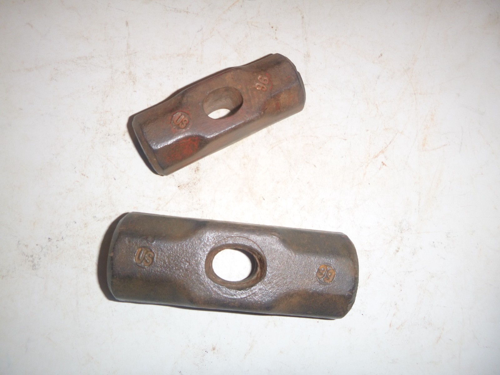 Lot of 2 Sledge Hammer Heads  Made In USA 8 pound & 4 pound ( Red ) Very good