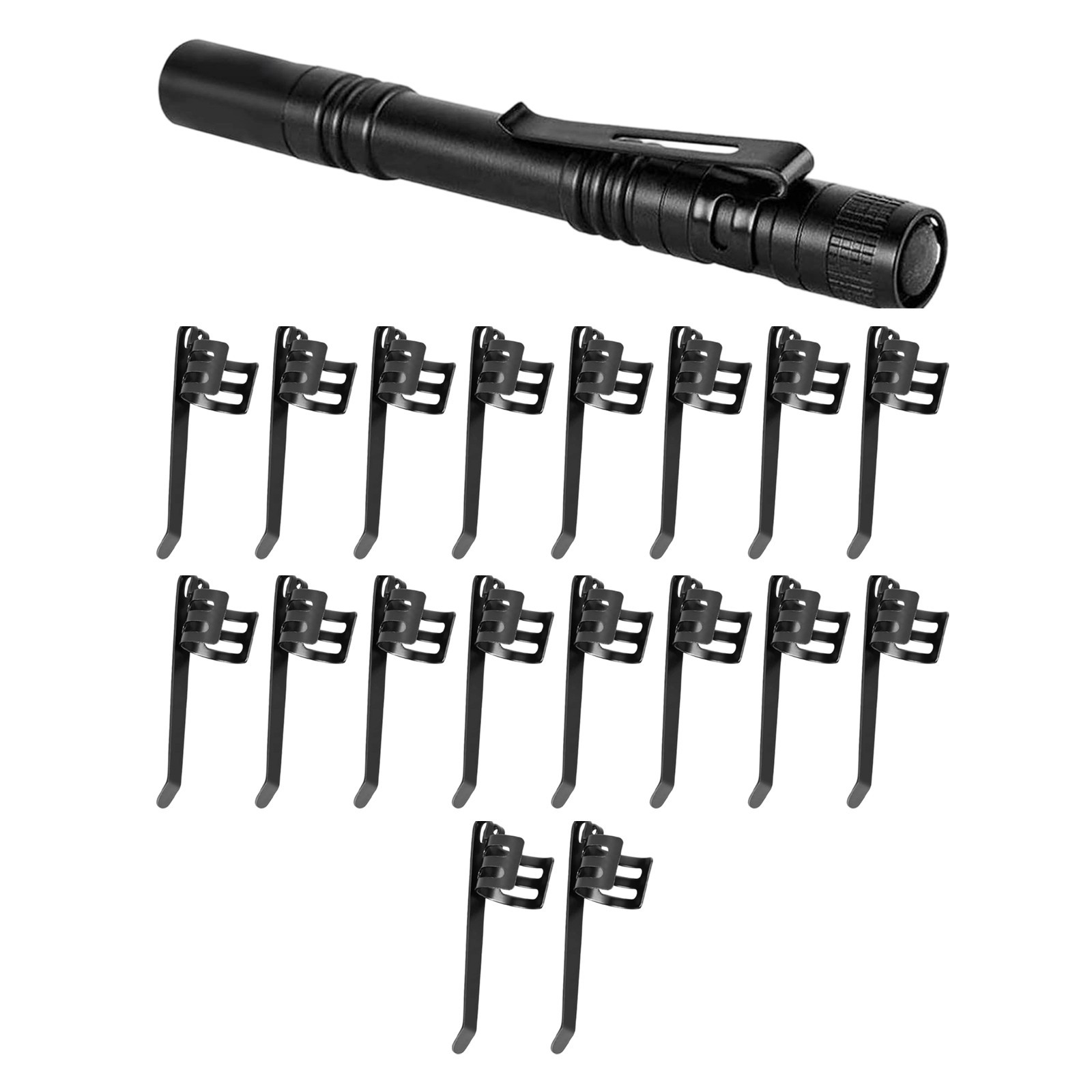 20 Pack Flashlight Clips Rust Resistant Steel Easy Attach for Pens and Lights