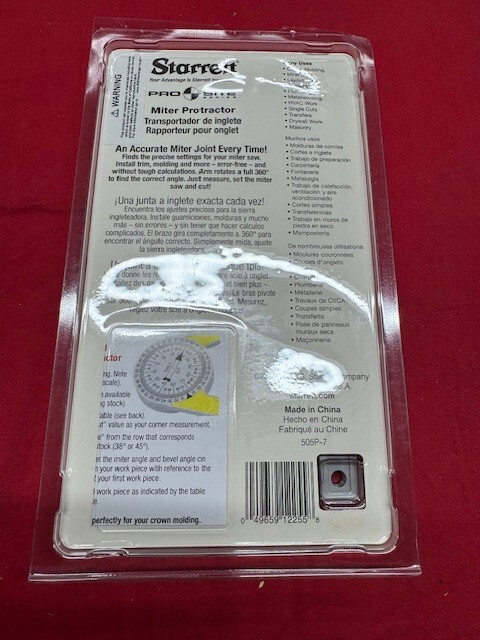 Starrett 505P-7 Dial Reading Miter Protractor, 7" Plastic IN STOCK