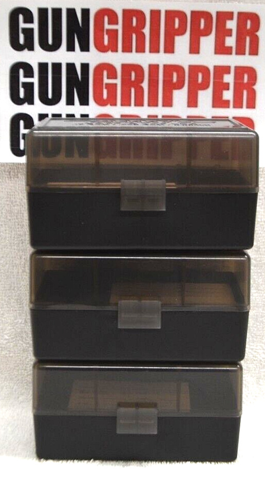 3 x BERRY'S PLASTIC AMMO BOX, SMOKE/BLACK 50 Round 223/556/300BLK - FREE S/H