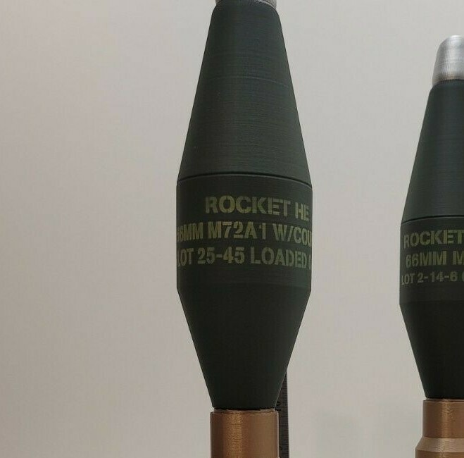 3D Printed 66mm M72A1 LAW Rocket FINISHED  Replica Fake ALL Plastic Cosplay