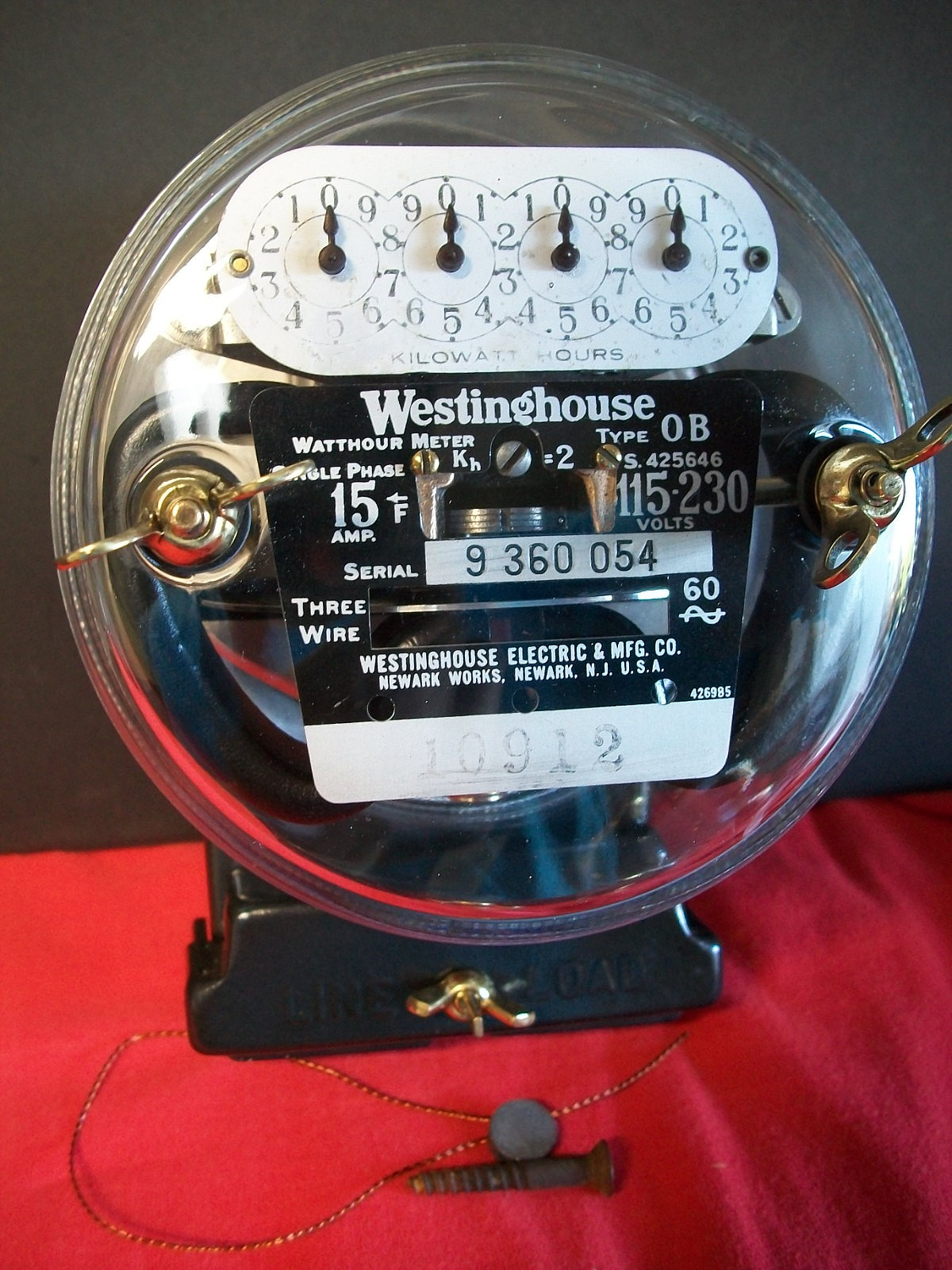 Westinghouse 1926 OB Watthour meter. 115-230 v, 15amp