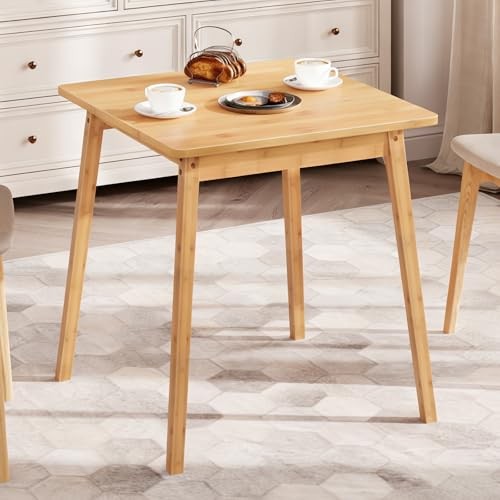 Bamboo Dining Table, Square Dining Table for 27.6"L x 27.6"W x 29.5"H Natural