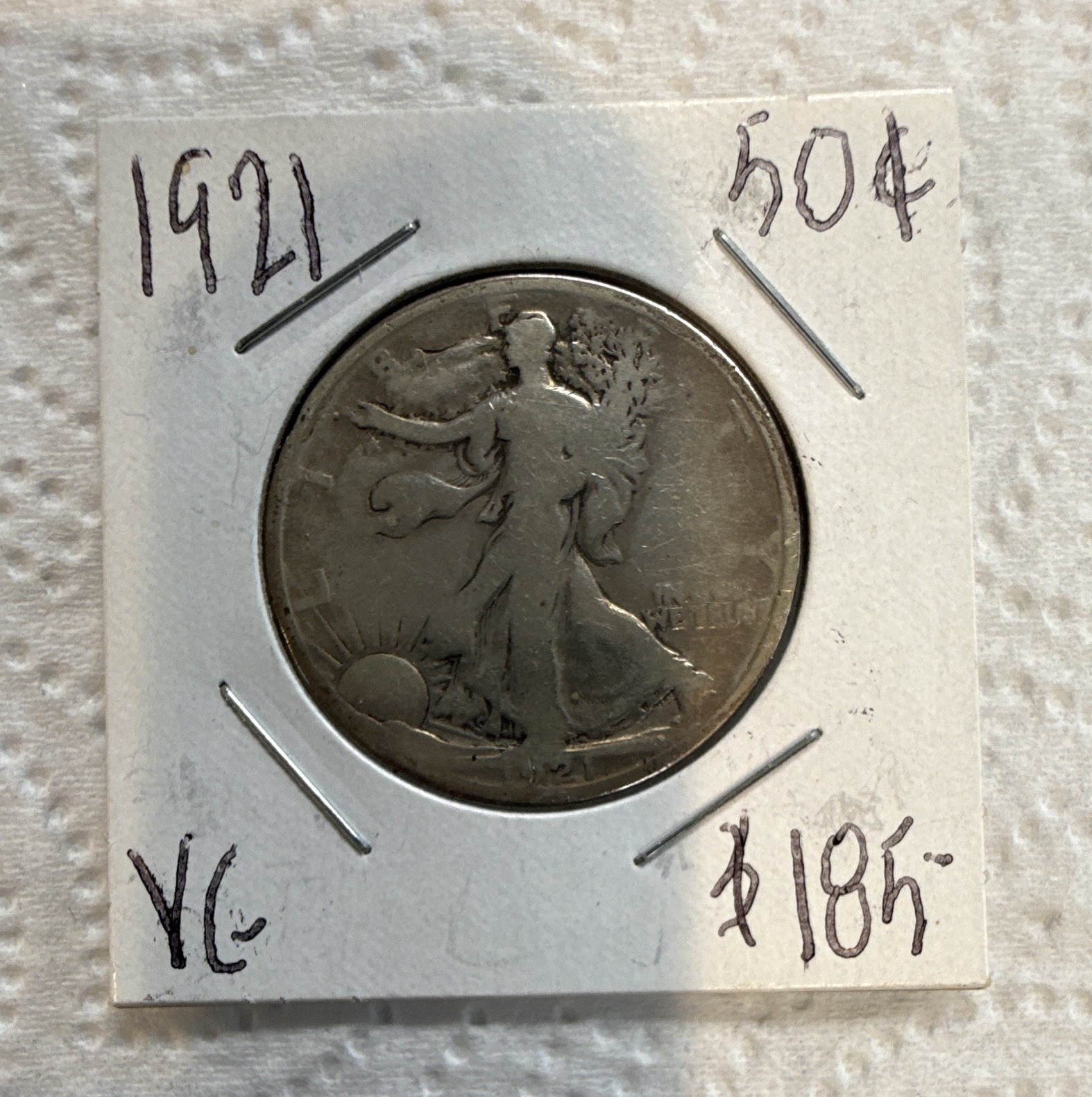 1921 Liberty Walking Half Dollar 50C Silver Business Strike, Circulated