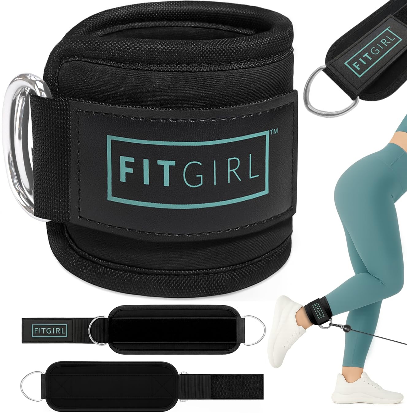 FITGIRL - Ankle Strap (Single) for Cable Single (1-Pack), Black Mint -