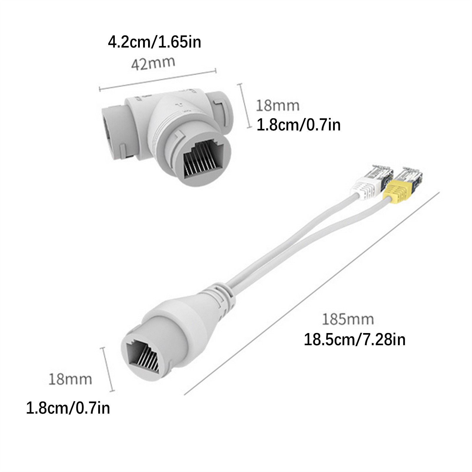 1Set IP PoE Splitter RJ45 Cable Adapter Connector For CCTV Network Camera PC