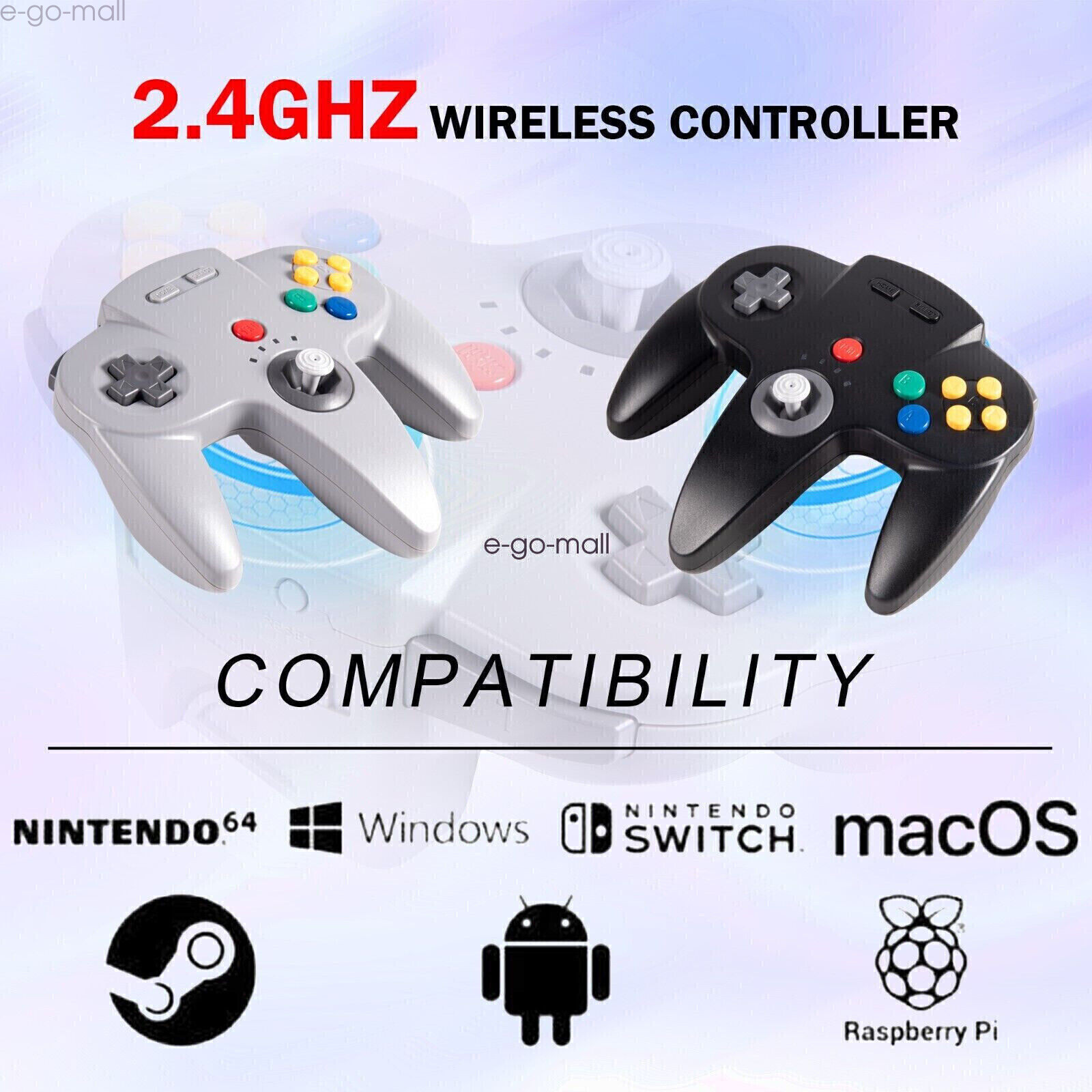 2.4G Wireless Switch Controller for Nintendo 64/Switch/PC Mac Window Rumble Pak