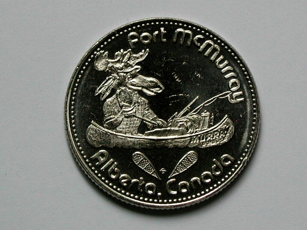 Fort McMurray AB CANADA 1978 Trade DOLLAR Token (WITH SNOWSHOES Variety) & Canoe