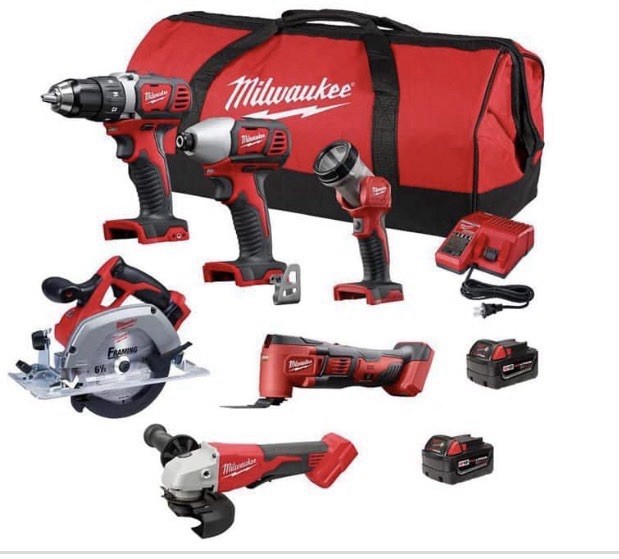 Milwaukee M18 2697-26XC 6-Tool Cordless Combo Kit 2 Batteries Charger Bag