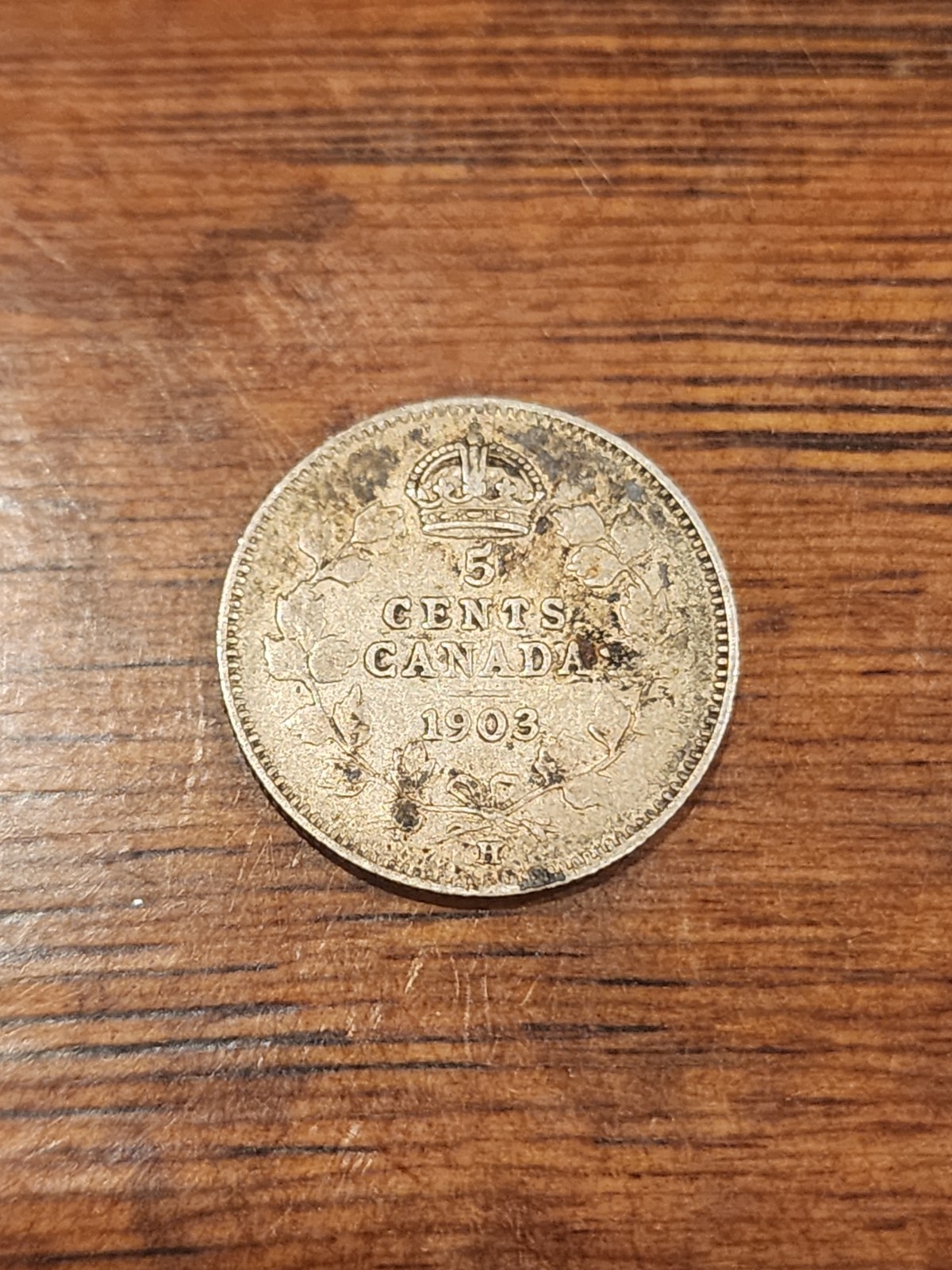 1903H Canada 5 Cents Silver Coin