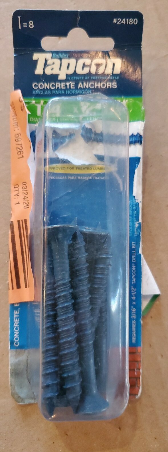 8PK 1/4x2-1/4 PH Anchor