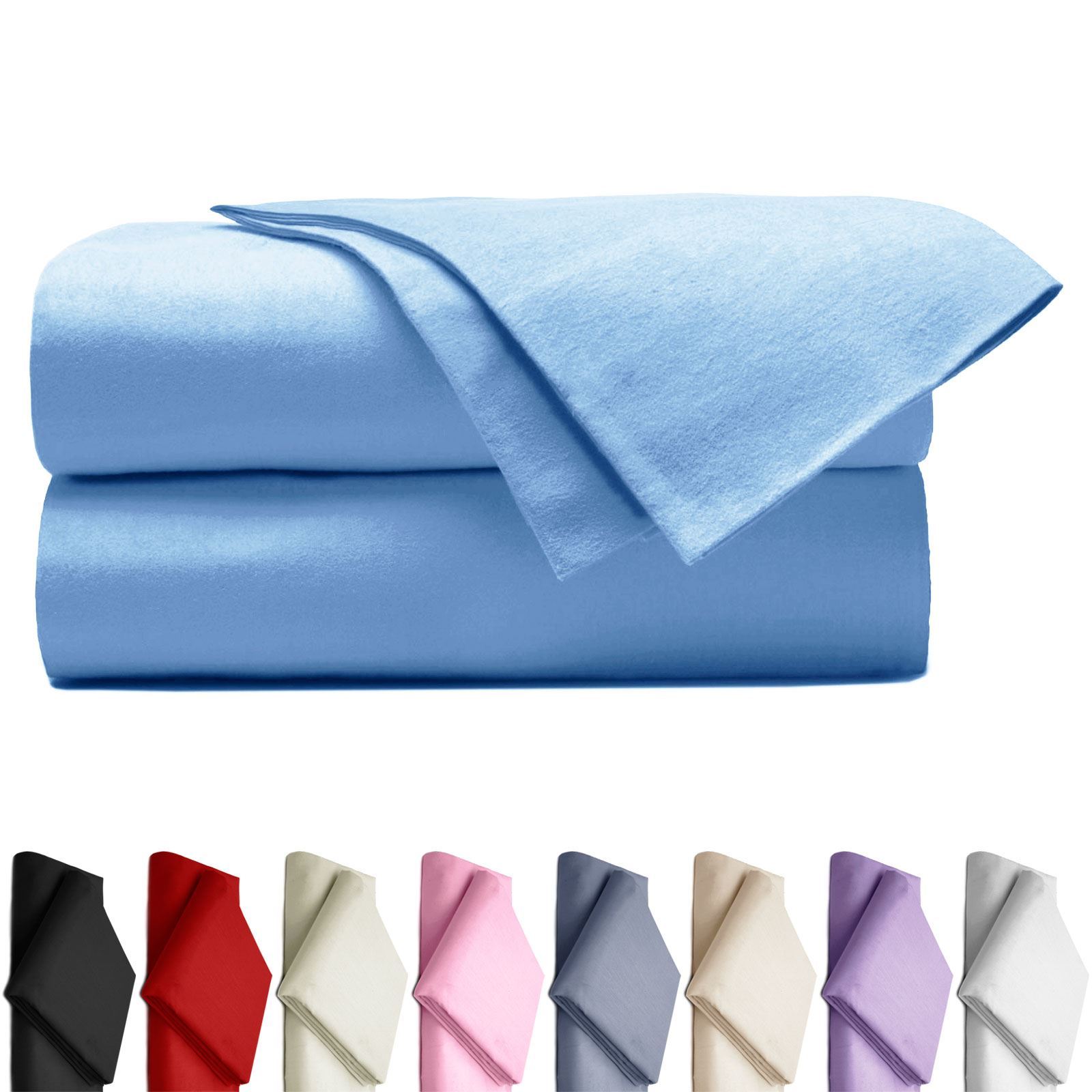 DYED FLANNELETTE 100% COTTON BRUSHED FLAT BED SHEETS MATTRESS COVERS BEDDINGS