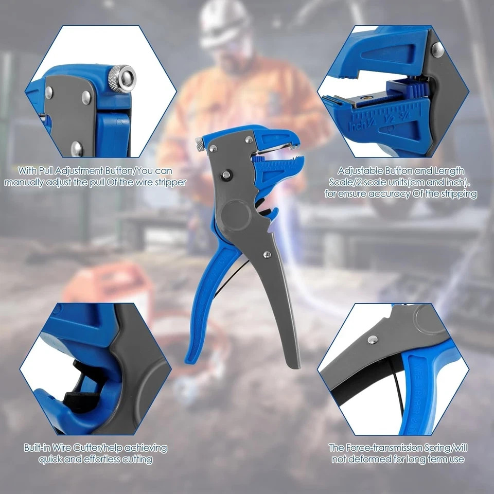 Heavy Duty Self Adjustable Automatic Electrical Wire Stripper Cutter 2-in-1 Tool